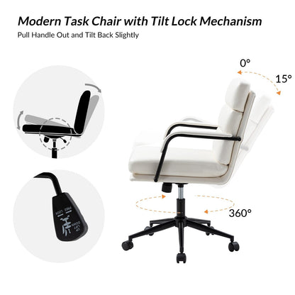 Fauteuil de bureau moderne Joseph en similicuir avec blocage et inclinaison centrale, par HULALA HOME