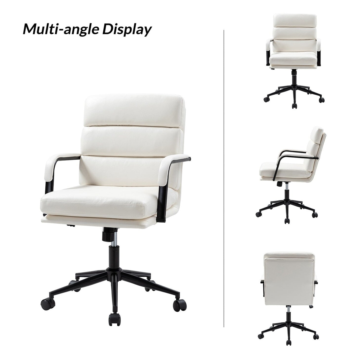 Fauteuil de bureau moderne Joseph en similicuir avec blocage et inclinaison centrale, par HULALA HOME