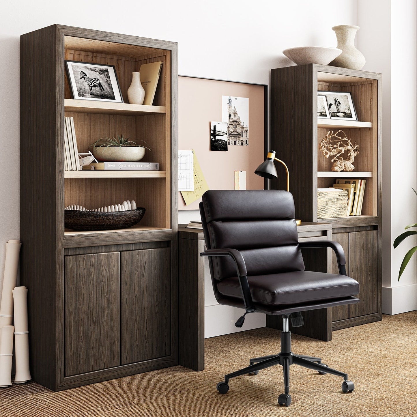 Fauteuil de bureau moderne Joseph en similicuir avec blocage et inclinaison centrale, par HULALA HOME