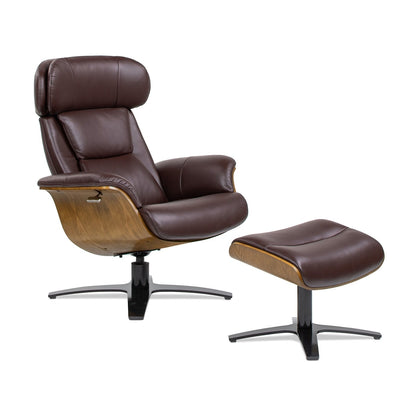 Fauteuil inclinable Jovan 31,5 en cuir véritable avec repose-pieds