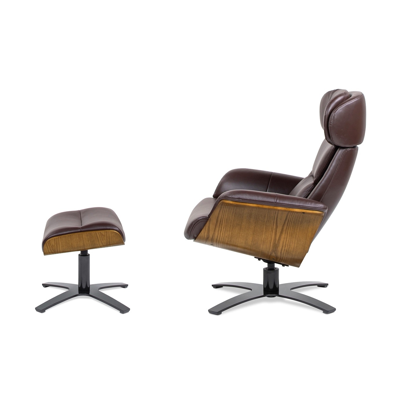 Fauteuil inclinable Jovan 31,5 en cuir véritable avec repose-pieds