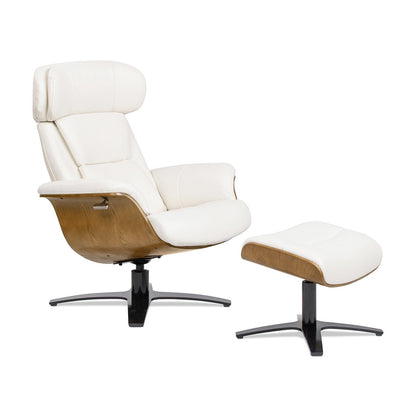 Fauteuil inclinable Jovan 31,5 en cuir véritable avec repose-pieds