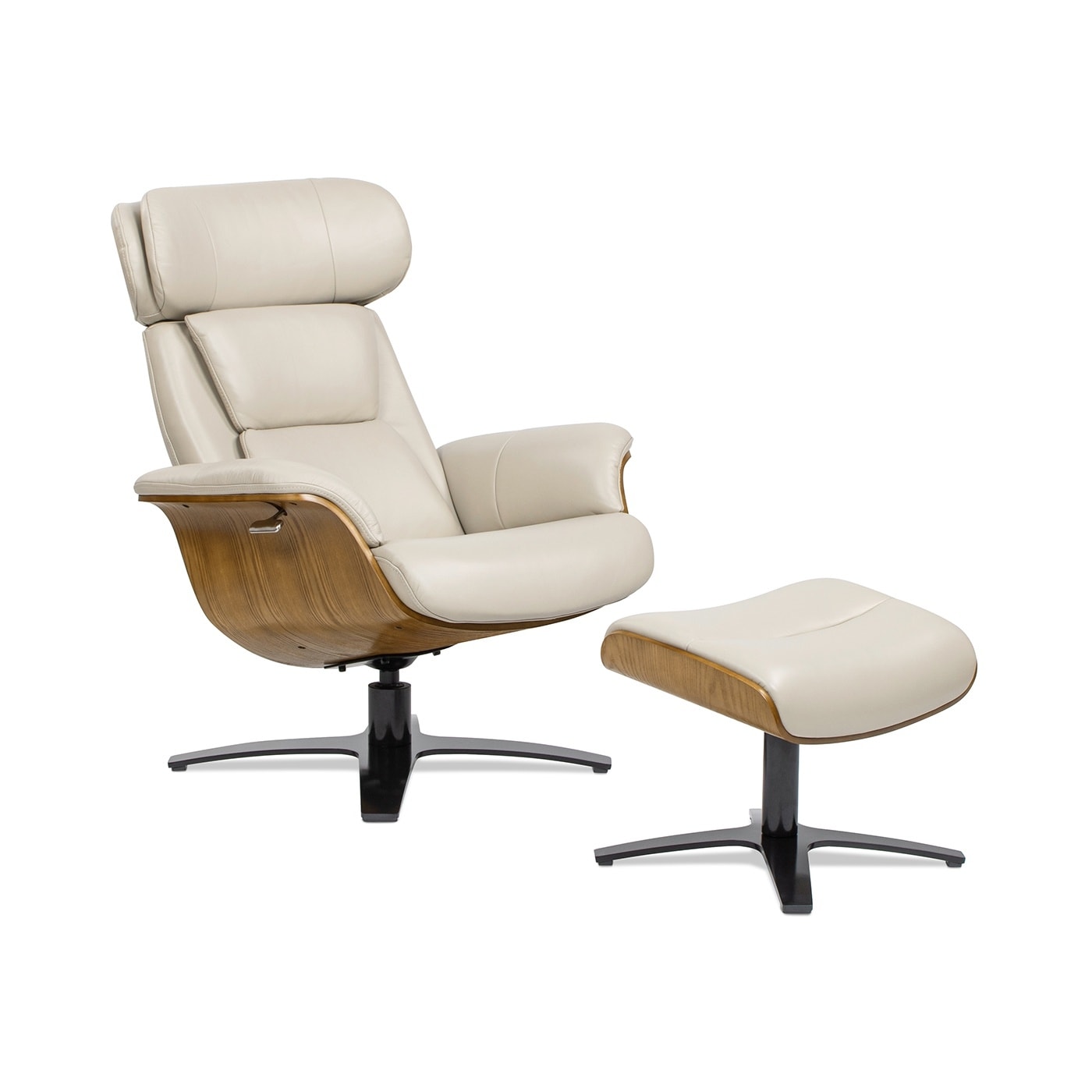Fauteuil inclinable Jovan 31,5 en cuir véritable avec repose-pieds