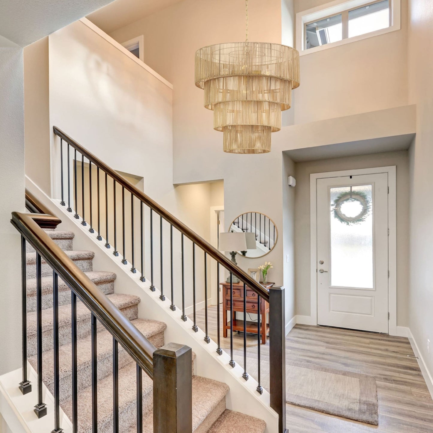 Suspension bohème KAWOTI Largeur 26, 5 lumières, 4 niveaux