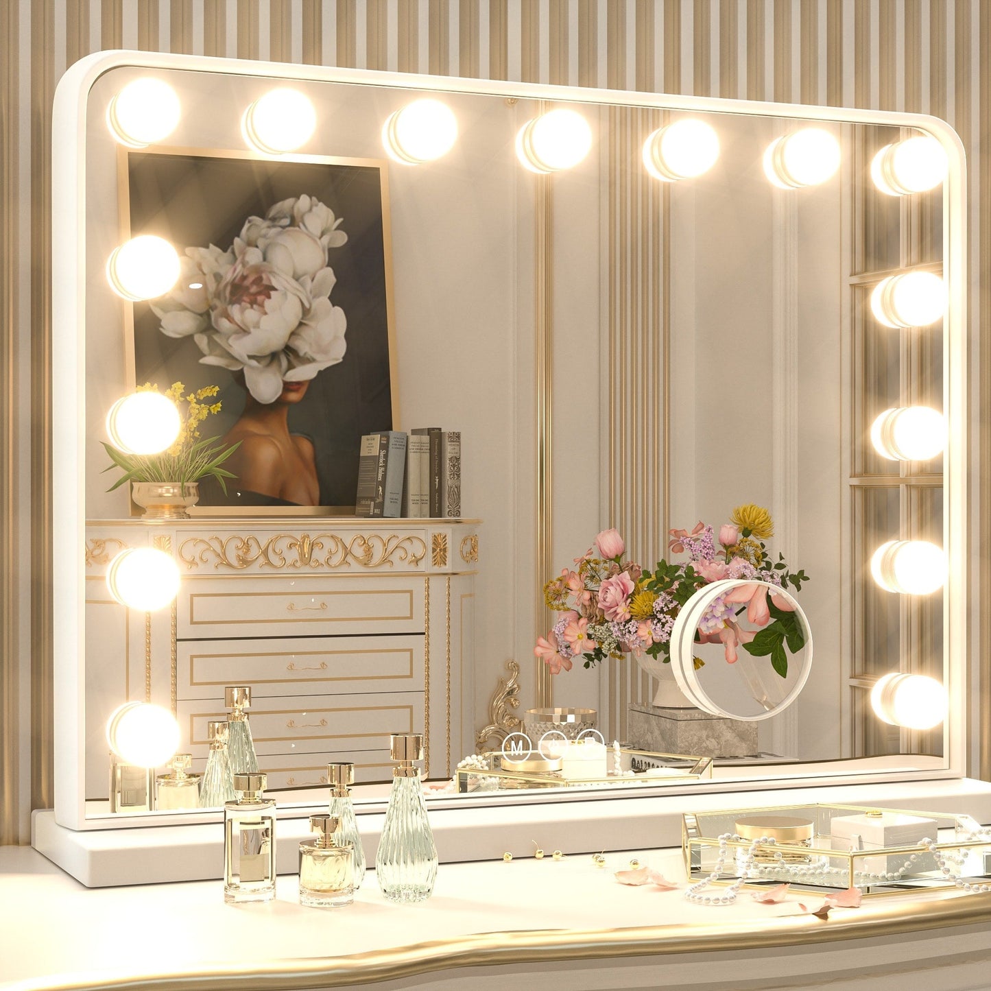 Miroir de maquillage Keonjinn style Hollywood avec 15/18 LED