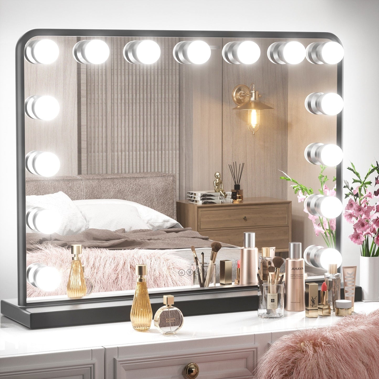 Miroir de maquillage Keonjinn style Hollywood avec 15/18 LED