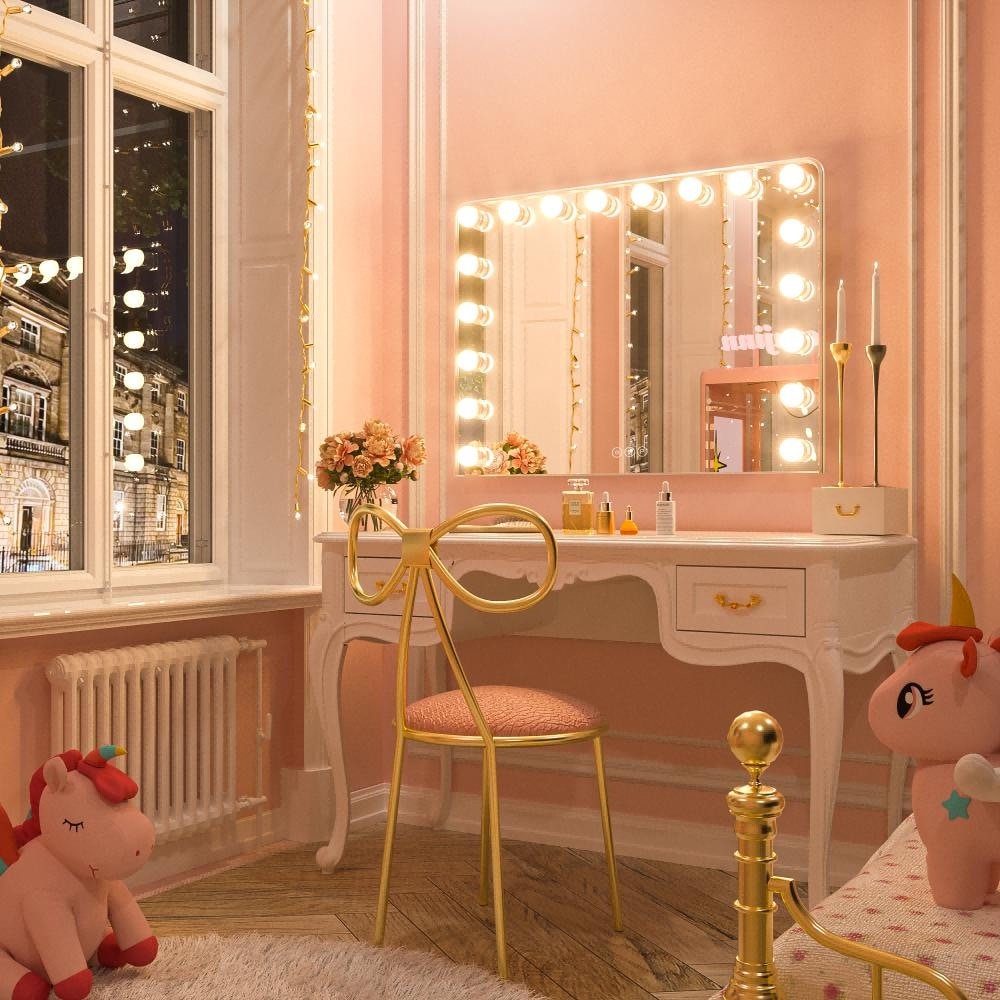 Miroir de maquillage Keonjinn style Hollywood avec 15/18 LED