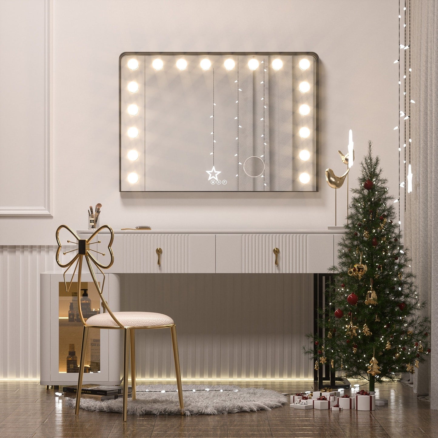 Miroir de maquillage Keonjinn style Hollywood avec 15/18 LED