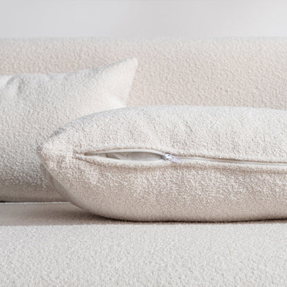 Canapé 2 places KINWELL en tissu bouclé avec coussins