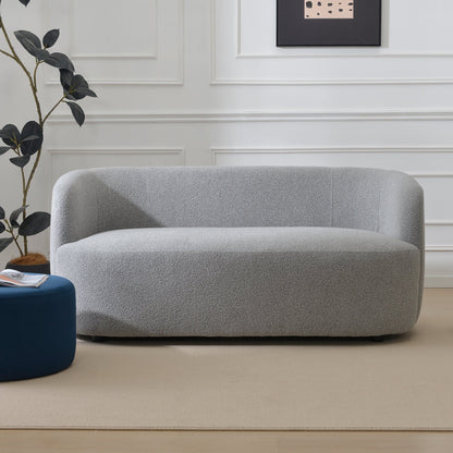 Canapé 2 places KINWELL en tissu bouclé avec coussins