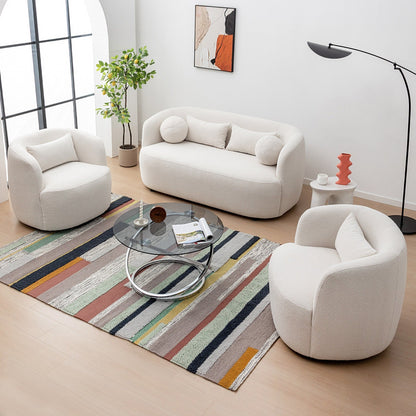 Canapé 2 places KINWELL en tissu bouclé avec coussins