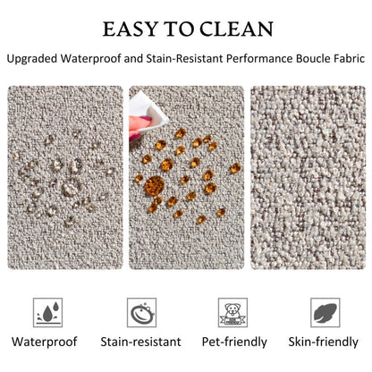 Canapé 2 places KINWELL en tissu bouclé avec coussins