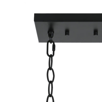 Lustre linéaire moderne Kasy à 5 lumières, en verre texturé, pour îlot de cuisine, design unique