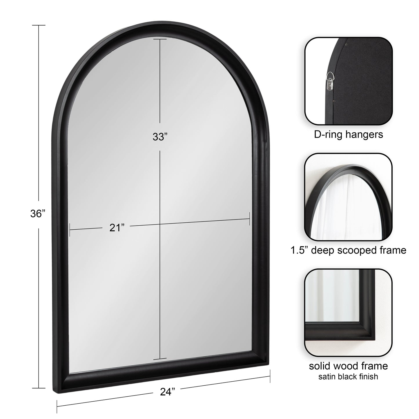 Miroir mural en bois arqué Kate et Laurel Hatherleigh