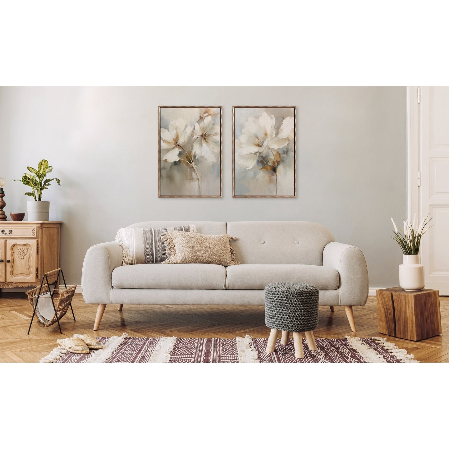 Toile abstraite botanique perlée Kate et Laurel Sylvie