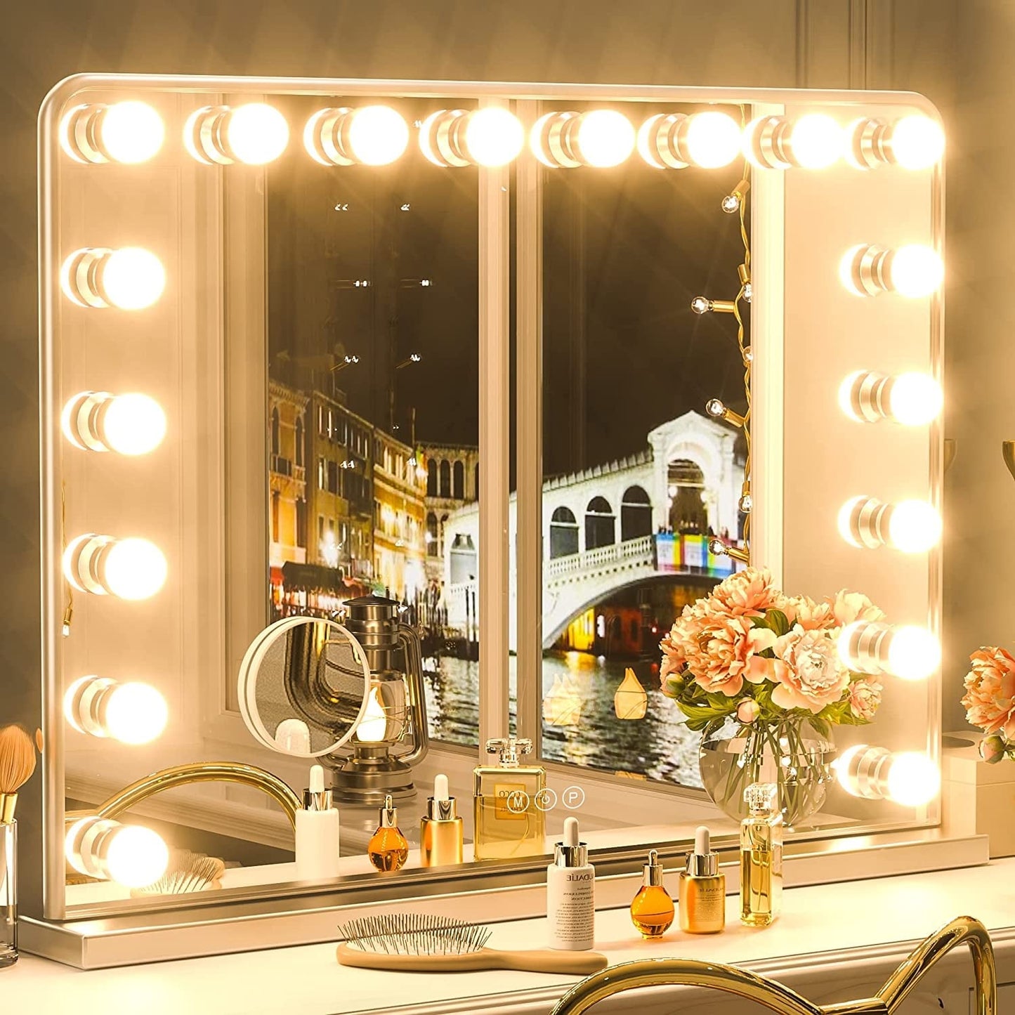 Miroir de maquillage Keonjinn style Hollywood avec 15/18 LED