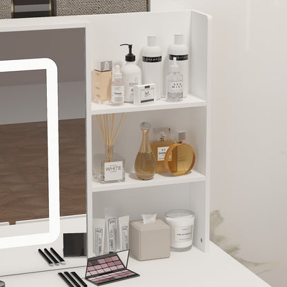 Ensemble coiffeuse Kerrogee avec miroir lumineux réglable et tabouret - 39,4 cm (L) x 19,7 cm (l) x 53,5 cm (H)