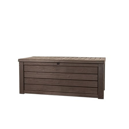 Coffre de rangement extérieur Keter Westwood de 150 gallons (environ 568 litres) en résine durable, marron, idéal pour le mobilier et les accessoires.