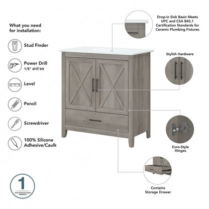Meuble-lavabo Key West 32W avec lavabo par Bush Furniture