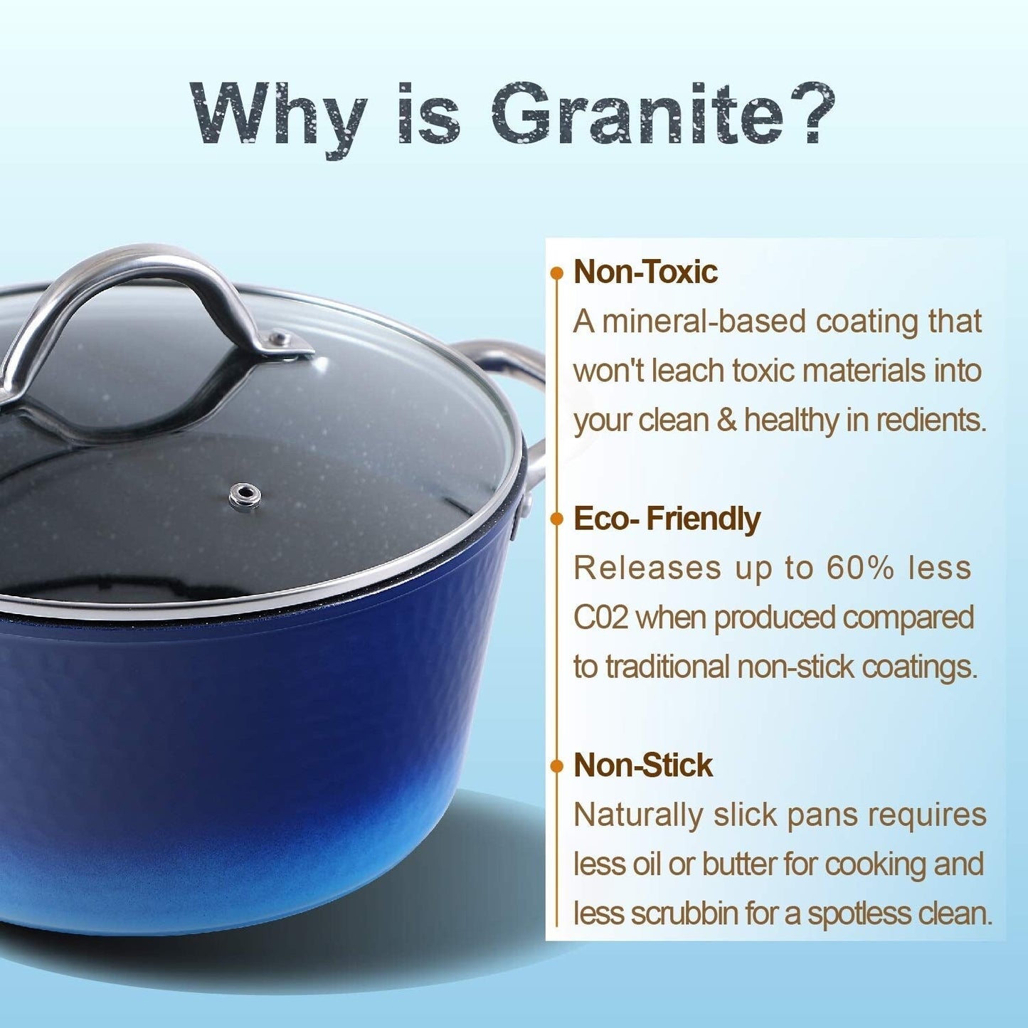 Ensemble de 15 pièces de batterie de cuisine antiadhésive à revêtement granit Kitchen Academy