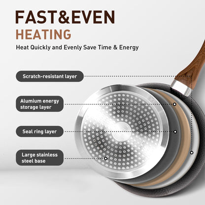 Ensemble de 15 pièces de batterie de cuisine antiadhésive à revêtement granit Kitchen Academy