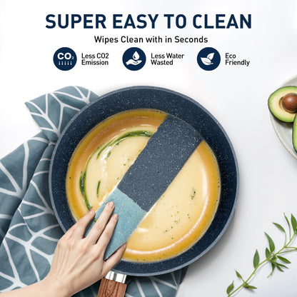 Batterie de cuisine antiadhésive, ensemble de 12 pièces (casseroles et poêles) en granit