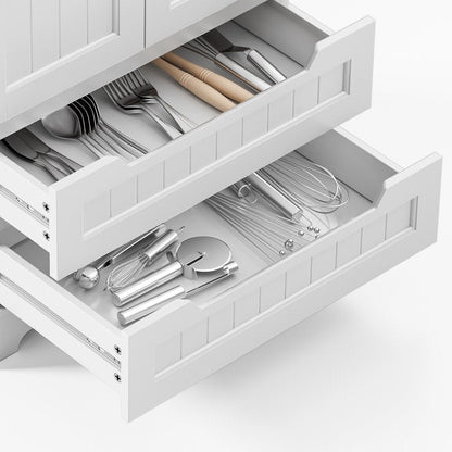 Armoire de rangement de cuisine, meuble de rangement de salle de bain autoportant avec 2 portes et tiroirs