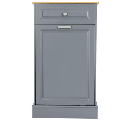 Armoire à poubelles basculante de cuisine avec tiroir, rangement pour poubelles, paniers à déchets en bois à poser sur le comptoir
