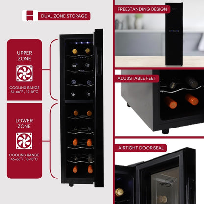 Cave à vin Koolatron Slim à double zone, 18 bouteilles, pose libre