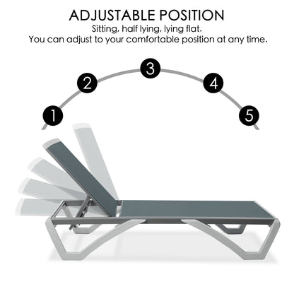 Chaise longue de patio inclinable et réglable Kozyard Alan, pieds entièrement plats en aluminium et résine de polypropylène