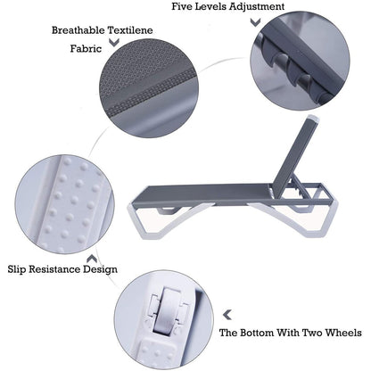 Chaise longue de patio inclinable et réglable Kozyard Alan, pieds entièrement plats en aluminium et résine de polypropylène