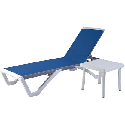 Chaise longue de patio inclinable et réglable Kozyard Alan, pieds entièrement plats en aluminium et résine de polypropylène