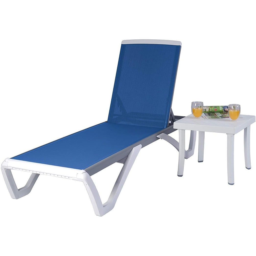 Chaise longue de patio inclinable et réglable Kozyard Alan, pieds entièrement plats en aluminium et résine de polypropylène