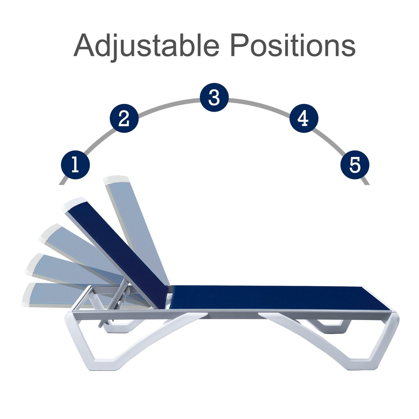 Chaise longue de patio inclinable et réglable Kozyard Alan, pieds entièrement plats en aluminium et résine de polypropylène