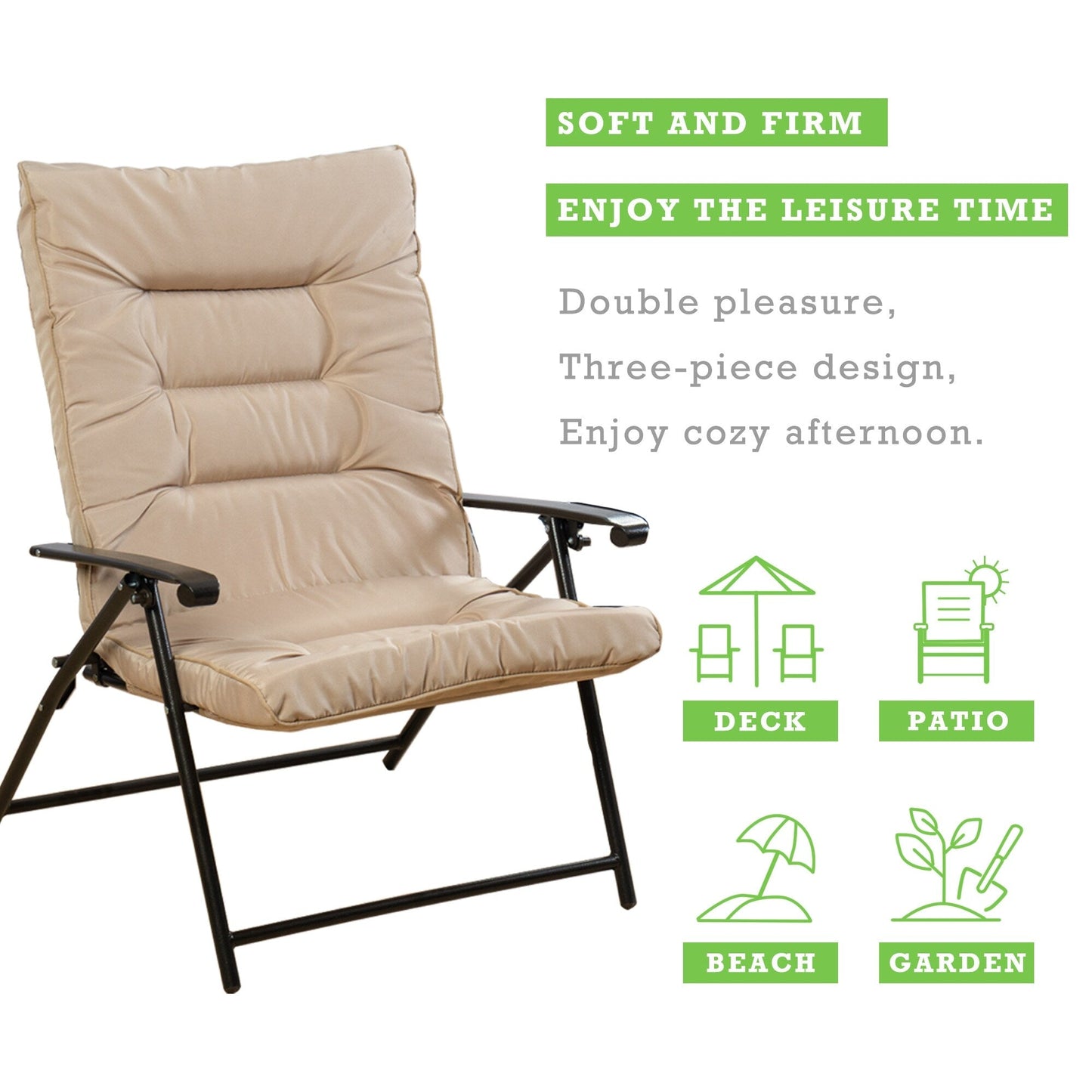 Ensemble bistro pliant rembourré 3 pièces Kozyard Elsa