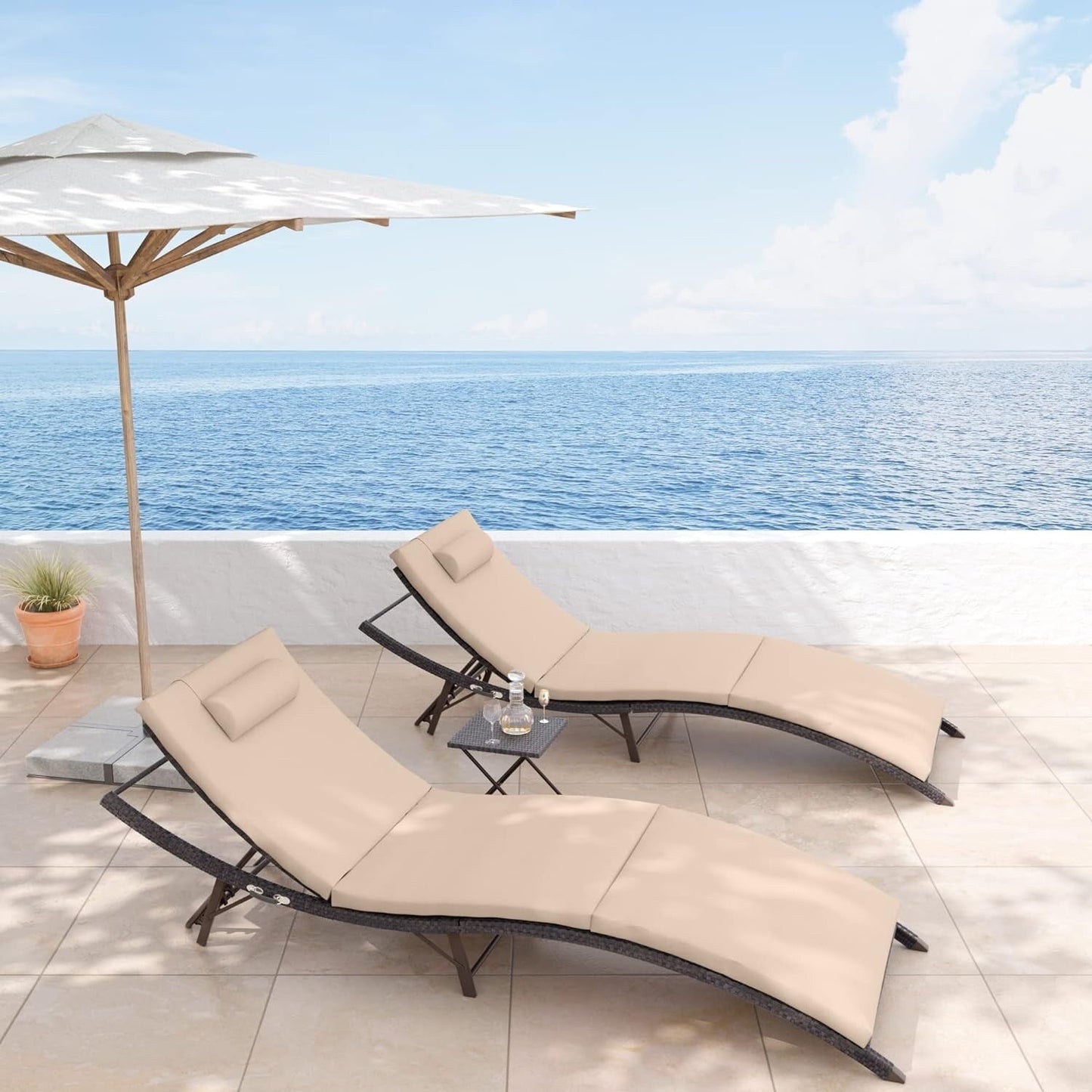 Ensemble de chaises longues d'extérieur 3 pièces Kullavik