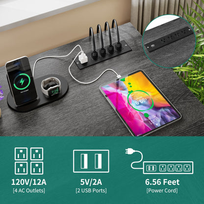 Bureau d'angle gaming Moasis en forme de L, 150 cm (59 pouces), avec support pour écran