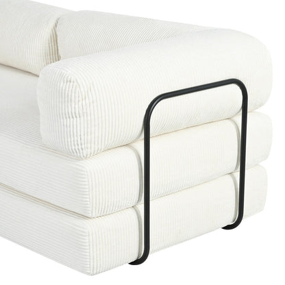 Canapé-lit modulable en forme de L en tissu velours côtelé