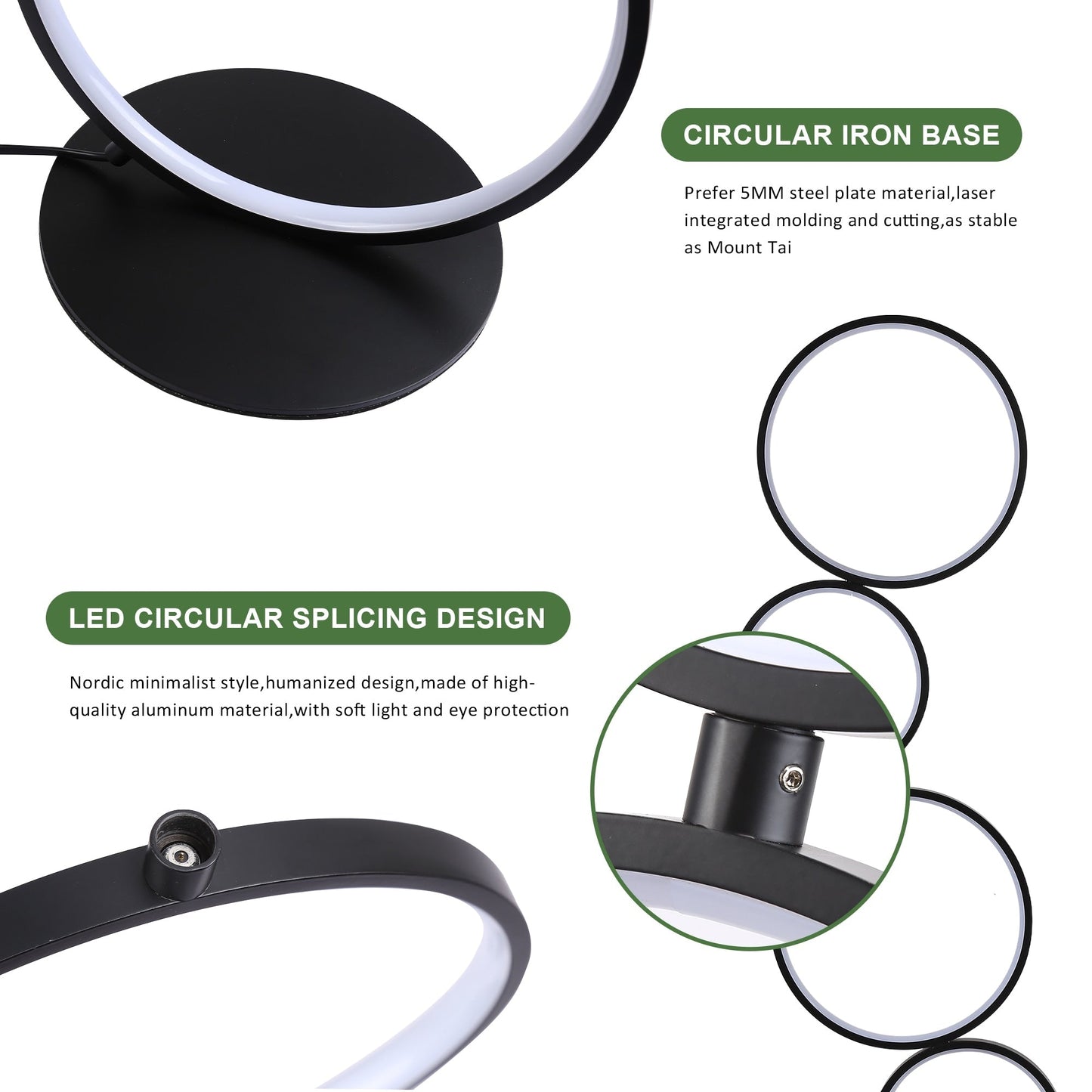 Lampadaire moderne à LED à intensité variable, lampe d'angle lumineuse à 3 niveaux avec 5 anneaux pour salon