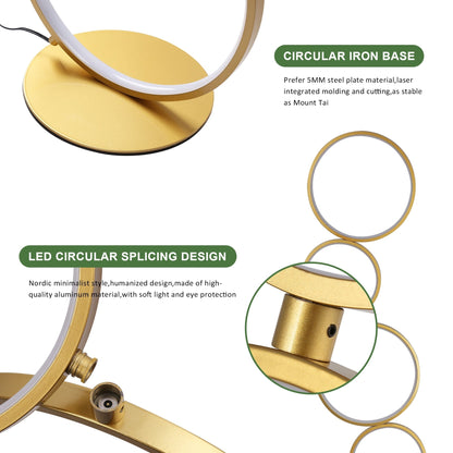 Lampadaire moderne à LED à intensité variable, lampe d'angle lumineuse à 3 niveaux avec 5 anneaux pour salon