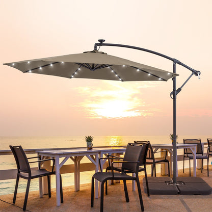 Parasol déporté de terrasse LIVOOSUN de 3 m avec éclairage LED et base en croix