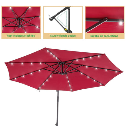Parasol déporté de terrasse LIVOOSUN de 3 m avec éclairage LED et base en croix