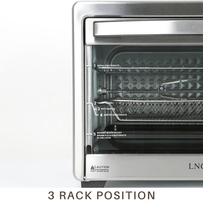 Four grille-pain de comptoir LNC 12-en-1, grande capacité (34 pintes), avec rôtissoire à convection et friteuse à air chaud - 19,5 po L x 15 po l x 12,5 po H