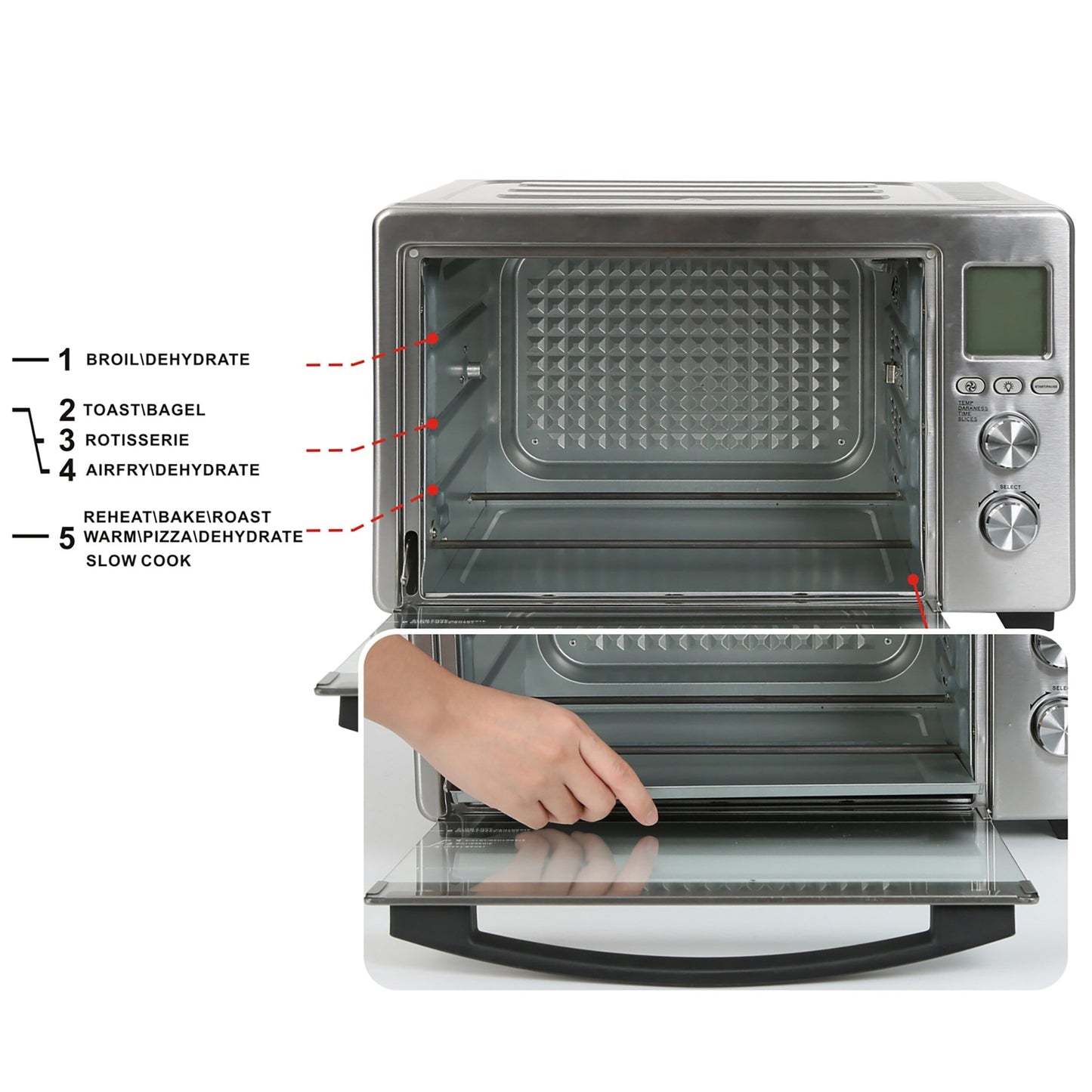 Four grille-pain de comptoir LNC 12-en-1, grande capacité (34 pintes), avec rôtissoire à convection et friteuse à air chaud - 19,5 po L x 15 po l x 12,5 po H