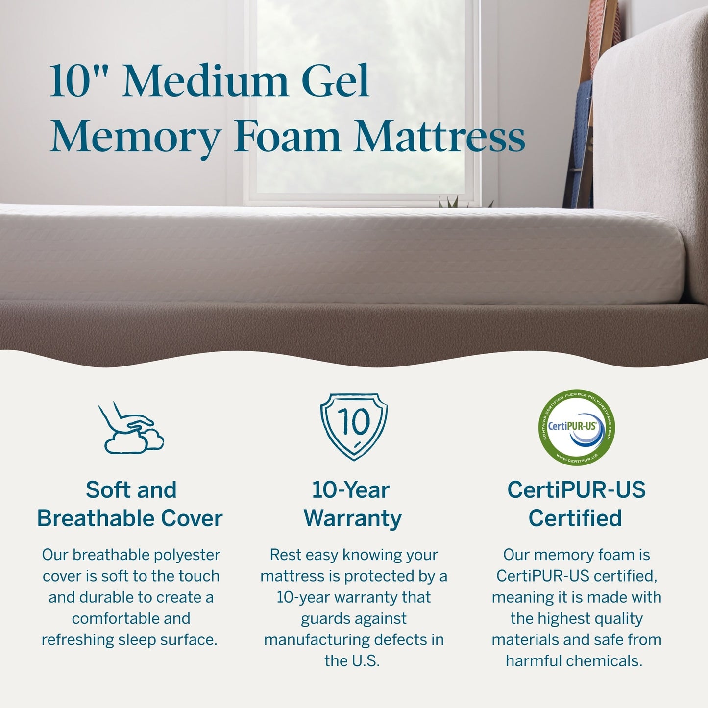 Matelas de luxe Lucid en mousse à mémoire de forme et gel de 25 cm