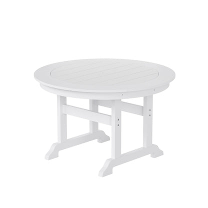 Ensemble de salle à manger d'extérieur Polytrends Laguna en PEHD résistant aux intempéries, avec table ronde et fauteuils (ensemble de 5 pièces)