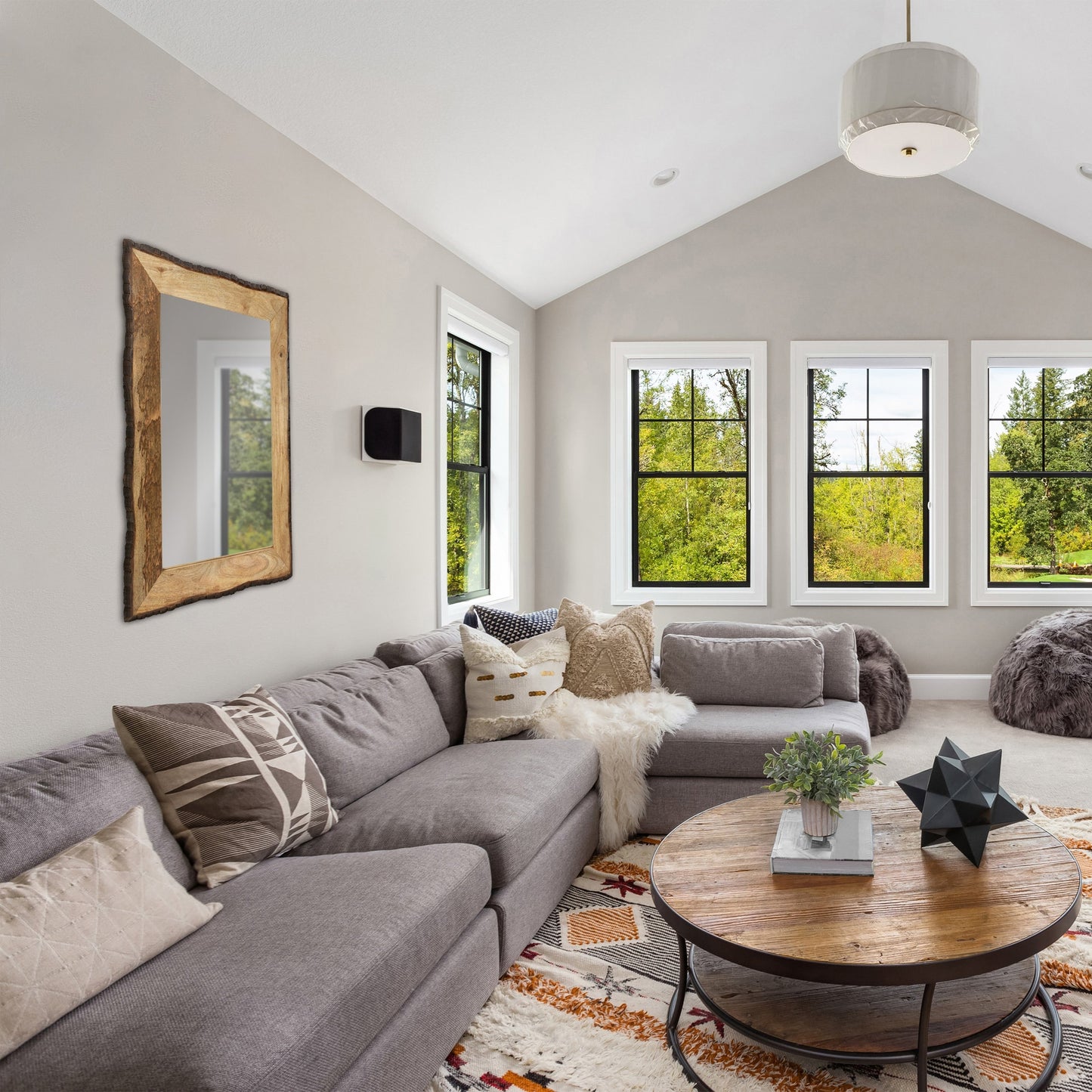 Miroir mural rectangulaire Lamont River of Goods en bois et verre brun et beige - 39 x 1,25 x 28