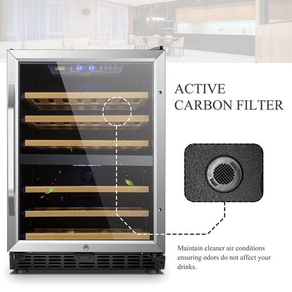 Cave à vin Lanbo 24 pouces à compresseur double zone intégré, 44 bouteilles