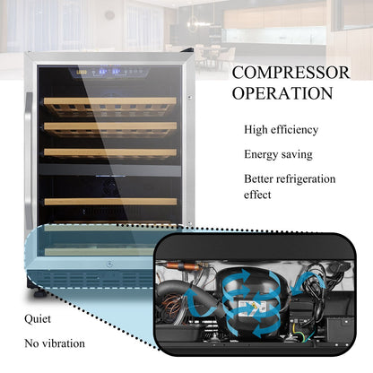 Cave à vin Lanbo 24 pouces à compresseur double zone intégré, 44 bouteilles