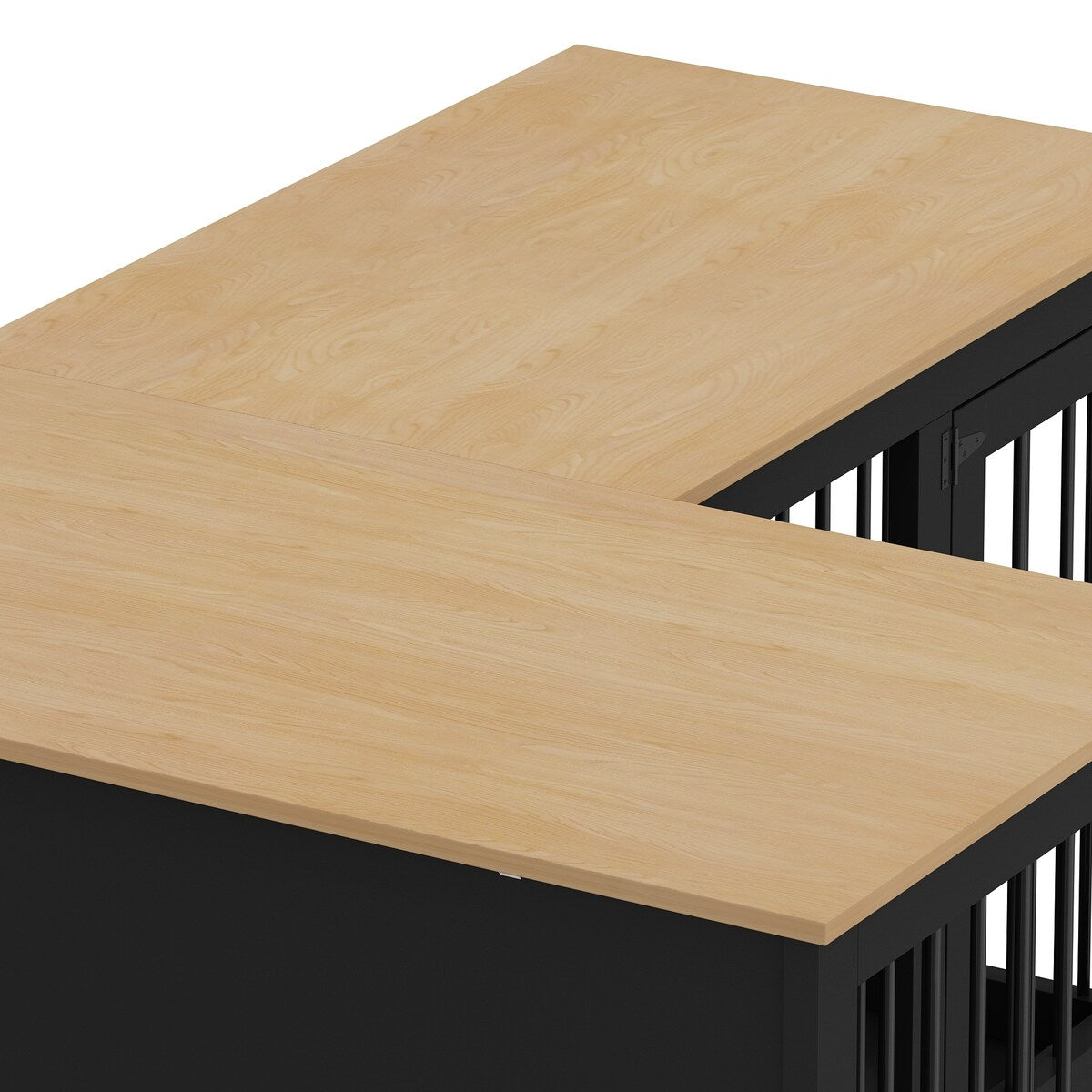 Grand meuble d'angle pour 2 chiens, cage en forme de L - 58,7 x 41,1 pouces